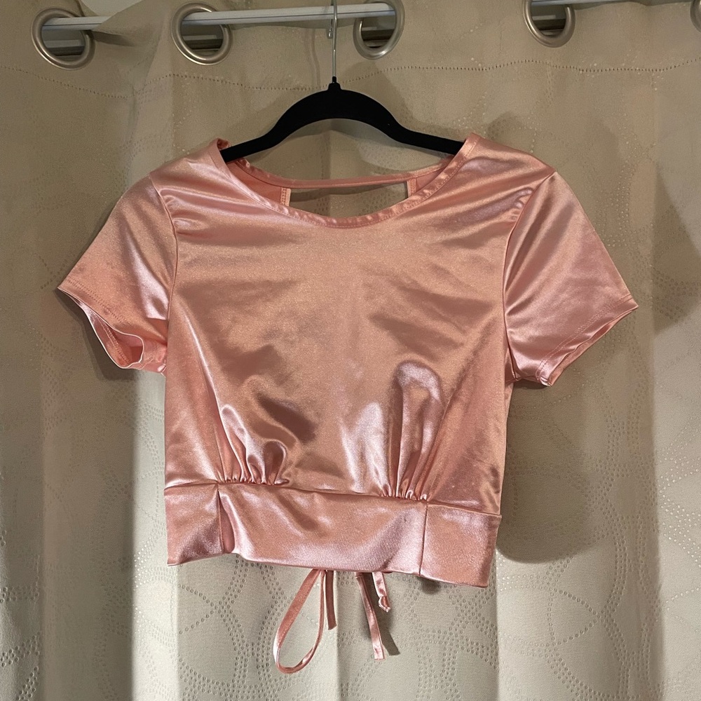 Satin Pink Crop Top
